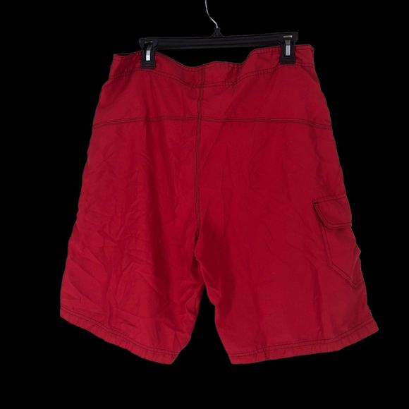Men’s Burnside Red Shorts,Skateboard, Swimtrunks, Casual Beach Attire SZ 34” - Picture 2 of 6